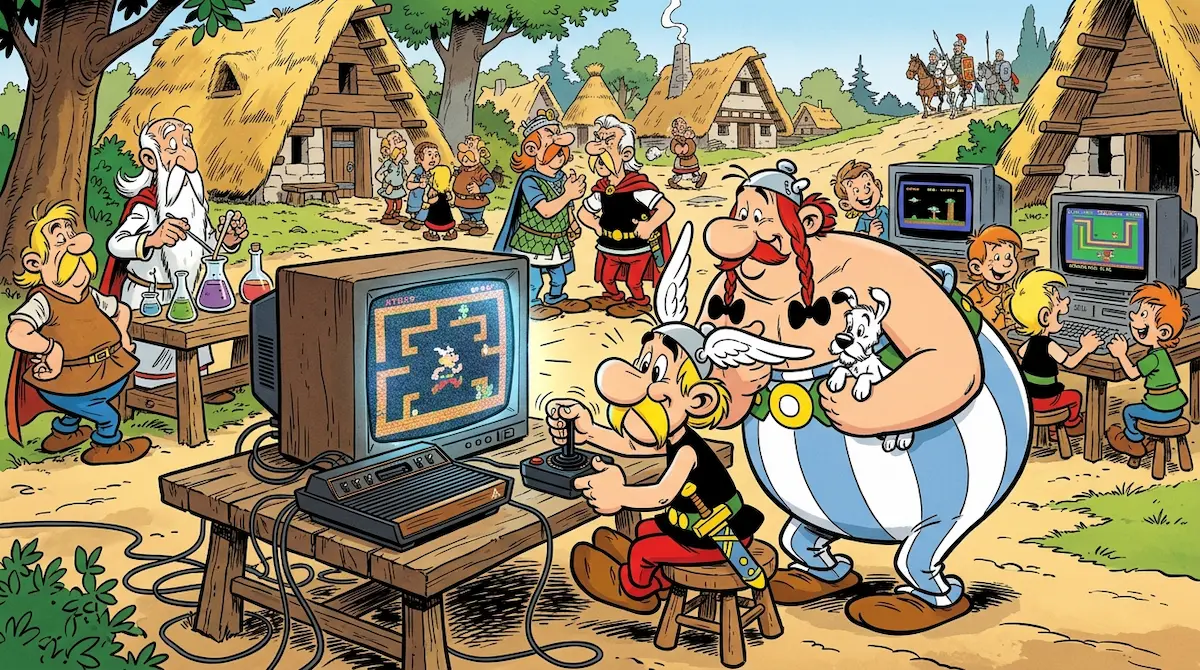 Jeu vidéo rétro Astérix sur console ancienne