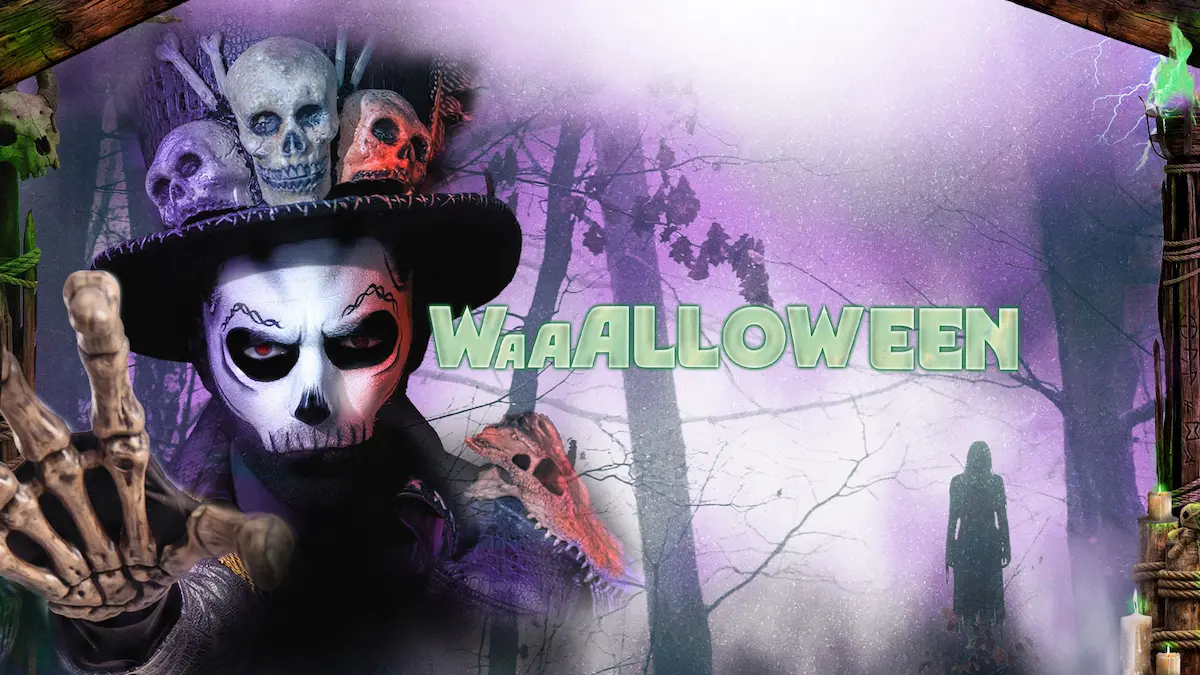 Halloween à Walibi Rhône-Alpes avec décorations et ambiance inquiétante